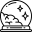 Illustration d'une boule de cristal avec des étincelles de magie à l'intérieur.